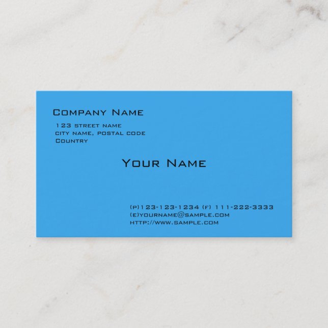 Carte De Visite simple, bleu ciel (Devant)