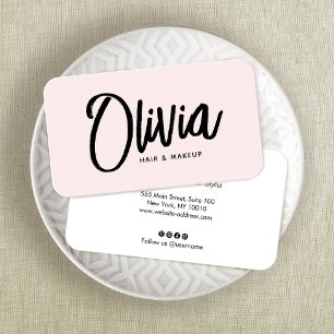 Carte De Visite Simple Blush Pink Signature Script Beauté Business