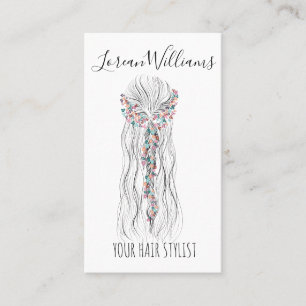 Carte De Visite Simple Boho Mariage Hair Stylliste Fleur romantiqu