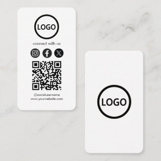 Carte De Visite Simple Bold Custom Card Social Media QR Code