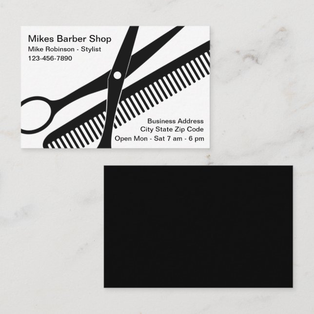 Carte de visite simple Bold Moderne Barber Shop (Devant / Derrière)