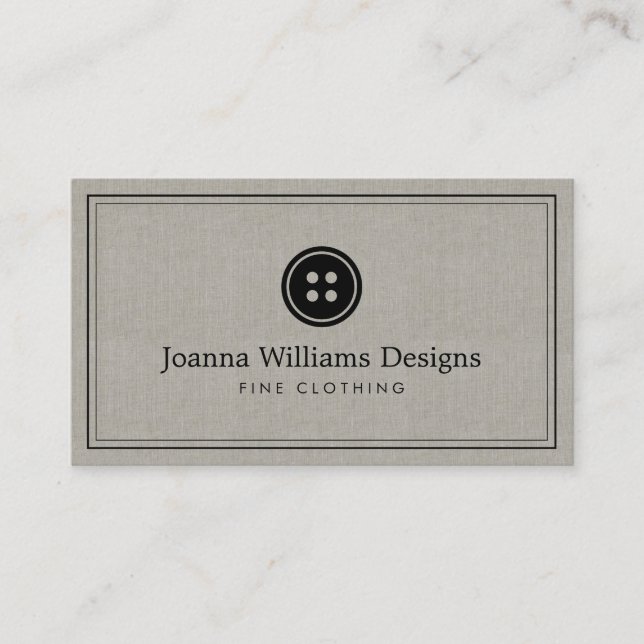 Carte De Visite Simple Bouton Logo Seamstress, Tailor Linen (Devant)