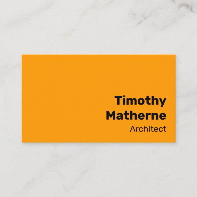 Carte De Visite Simple Bright Orange Bold Moderne Vibrant (Devant)