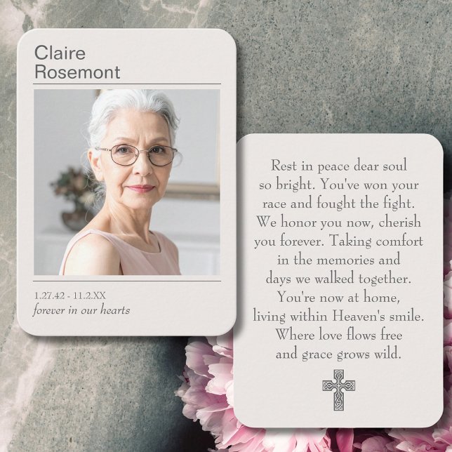 Carte De Visite Simple Celebration of Life Photo Prayer Card (Simple Celebration of Life Photo Prayer Card
)