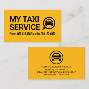 Carte De Visite Simple Chauffeur de Taxi Rétro Jaune