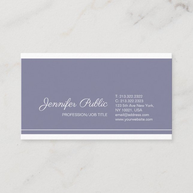 Carte De Visite Simple Chic Plain élégant Professionnel moderne (Devant)