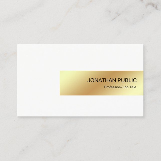 Carte De Visite Simple chic professionnel moderne élégant d'or (Devant)