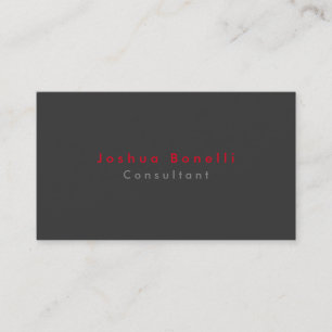 Carte De Visite Simple clair élégant gris rouge minimaliste