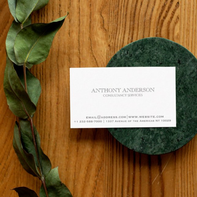 Carte De Visite Simple classique blanc minimaliste (Elegant clean white minimalist business card)