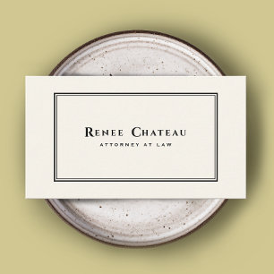 Carte De Visite Simple classique élégant avocat blanc ivoire