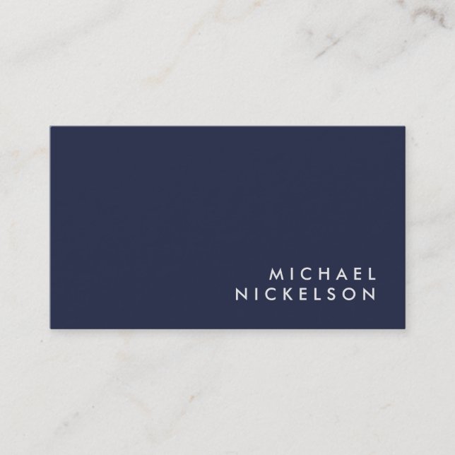 Carte De Visite Simple classique élégant | Nom sur Dark Navy Blue (Devant)