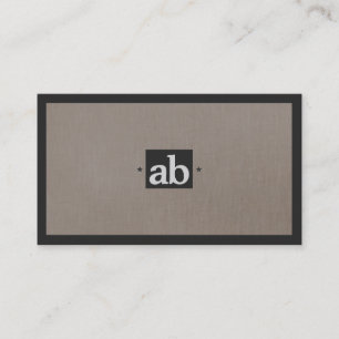 Carte De Visite Simple Classique Taupe Faux Linge Monogramme Moder
