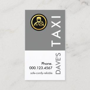 Carte De Visite Simple couche grise Taxi rétro