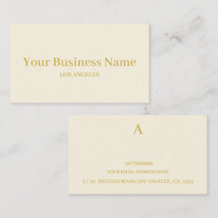 Carte De Visite Simple Crème minimale couleur or professionnel
