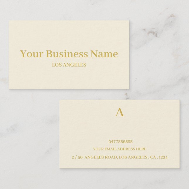 Carte De Visite Simple Crème minimale couleur or professionnel (Devant / Derrière)