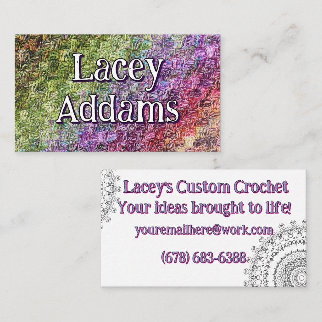 Carte de visite simple Crochet Art (Devant / Derrière)