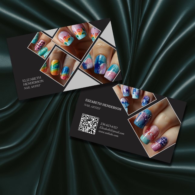 Carte De Visite Simple Custom Nail Artist Beauté Chic Glam (Créateur téléchargé)