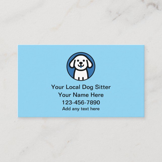 Carte De Visite Simple Cute Dog Sitter And Walking  (Devant)