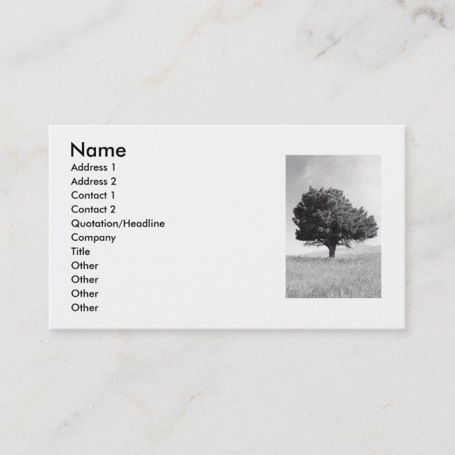 Carte de visite simple d'arbre (Devant)