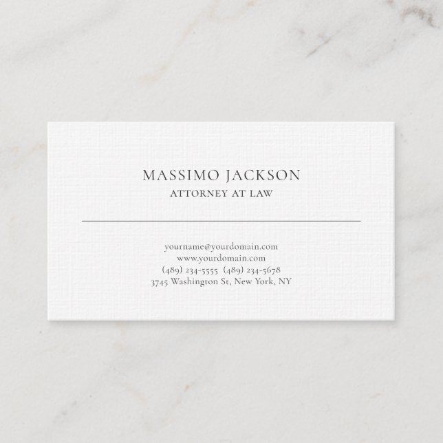 Carte de visite simple d'avocat unique (Devant)