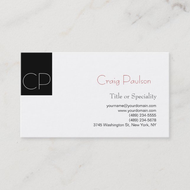 Carte de visite simple de consultant noir blanc (Devant)