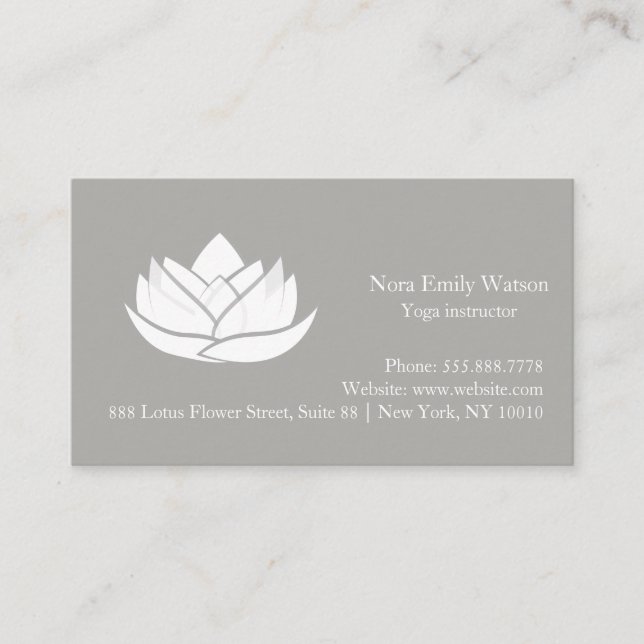 Carte de visite simple de fleurs de lotus blanc et (Devant)