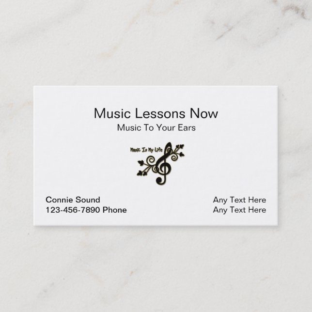 Carte de visite simple de leçons de musique (Devant)
