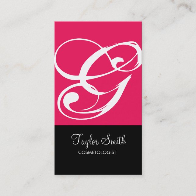 Carte de visite simple de monogramme (magenta) (Devant)
