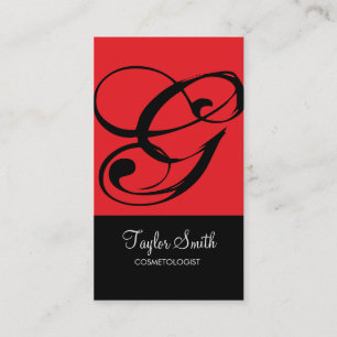 Carte de visite simple de monogramme (rouge)