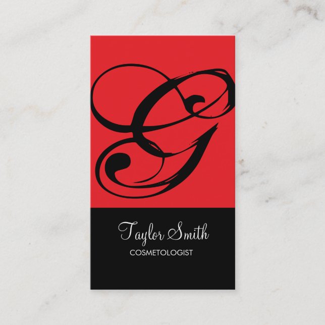 Carte de visite simple de monogramme (rouge) (Devant)