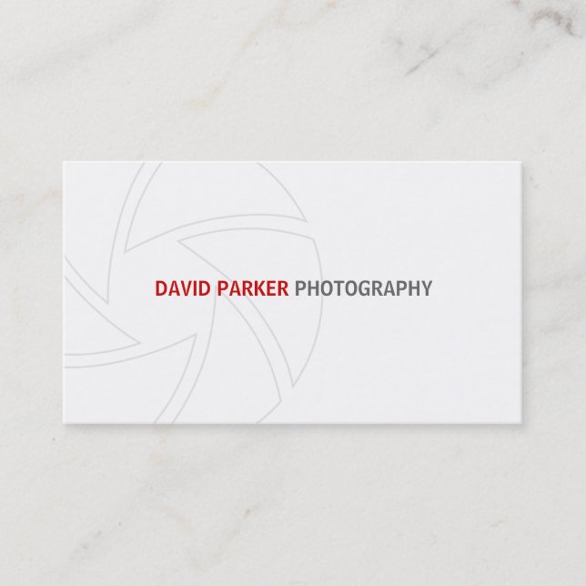 Carte de visite simple de photographe (Devant)