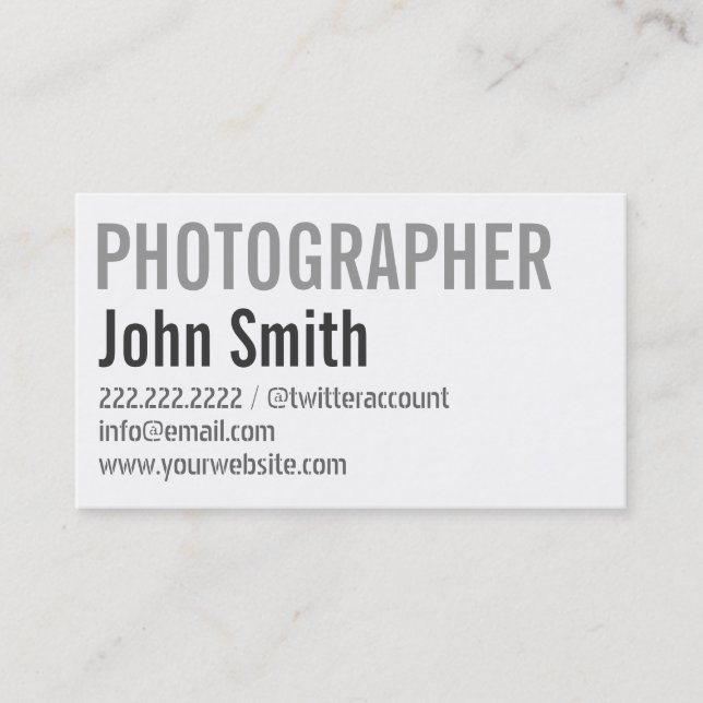 Carte de visite simple de photographe typographiqu (Devant)