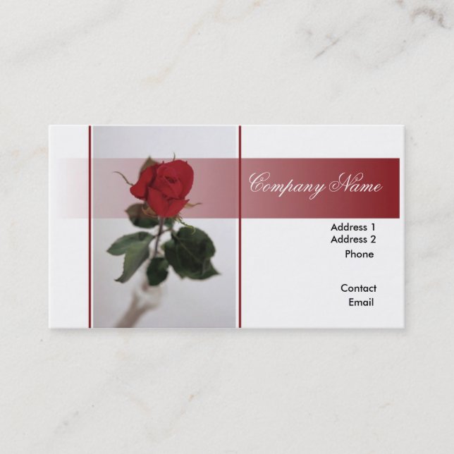 Carte de visite simple de rose rouge (Devant)