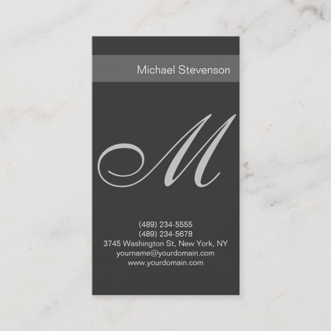 Carte de visite simple de script gris clair (Devant)