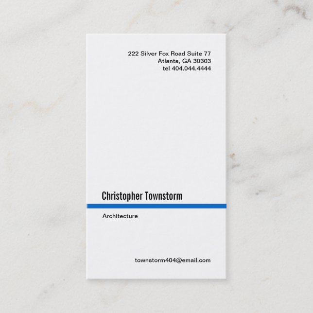 Carte de visite simple de verticale de Blue Line (Devant)
