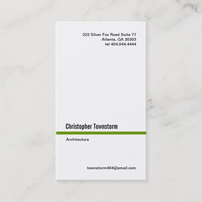 Carte de visite simple de verticale de Ligne Verte (Devant)