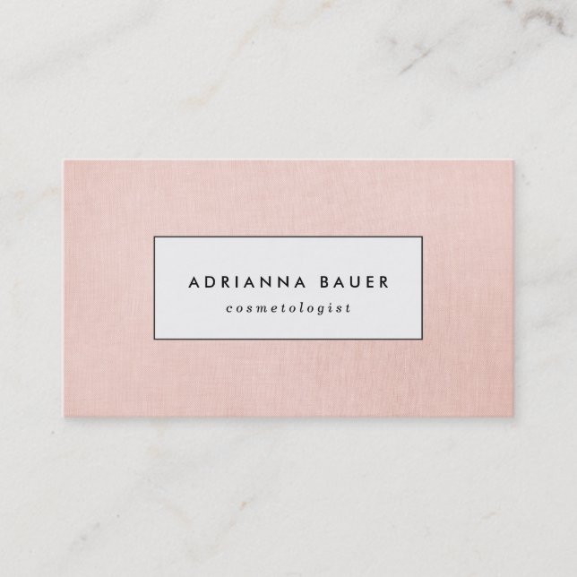 Carte De Visite Simple Design Rose rose Faux lin Spa de beauté (Devant)