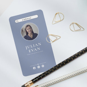 Carte De Visite Simple Dusty Blue Photo Consultant en soins de san