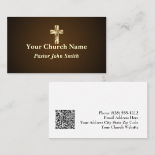 Carte De Visite Simple Elegance Church Pastor Gold Cross