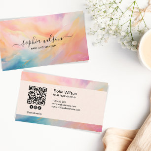 Carte De Visite Simple élégance des médias sociaux Pastel Sky QR C