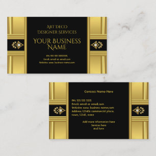 Carte De Visite Simple élégant Art Déco moderne Noir