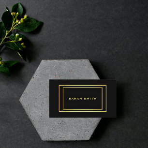 Carte De Visite Simple Elegant Black Gold Professional