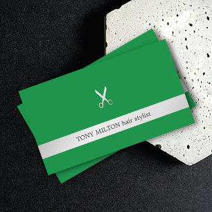 Carte De Visite Simple Elegant Faux Silver Scissor Hair Stylist 