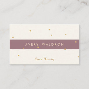 Carte De Visite Simple Elegant Gold Star Event Planner Crème blanc