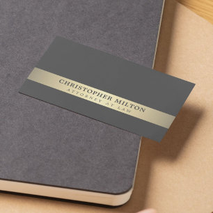 Carte De Visite Simple élégant Gris Faux Gold Stripe Attorney