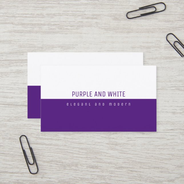 Carte De Visite Simple élégant moderne violet et blanc (Devant/Arrière en situation)