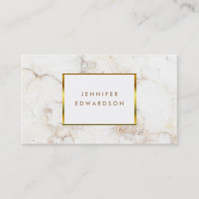 Carte De Visite Simple élégant professionnel de marbre d'or blanc (Devant)