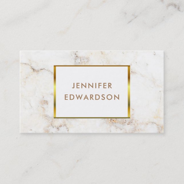 Carte De Visite Simple élégant professionnel de marbre d'or blanc (Devant)