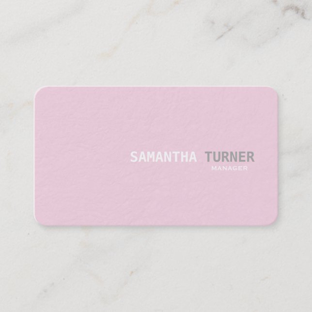 Carte De Visite Simple Elegant Rose Texté Professionnel Personnali (Devant)