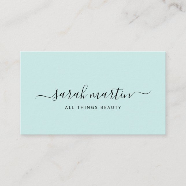 Carte De Visite Simple Elégant Turquoise Turquoise (Devant)
